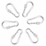 Bulk de 6 x Mosquetão de alumínio com cancela automática e catraca giratória - 50mm